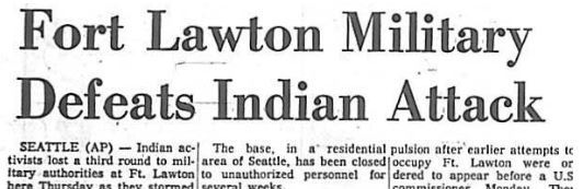 Associated Press - "Fort Lawton Military Defeats Indian Attack"